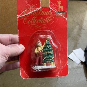 Christmas Collectable Ornament - Red and Green Christmas tree with boy vintage